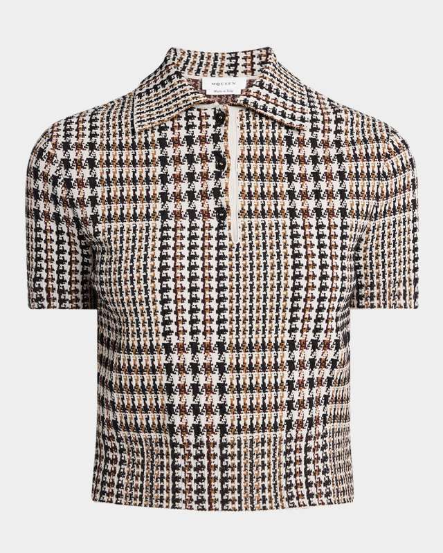 Check Short-Sleeve Polo Top